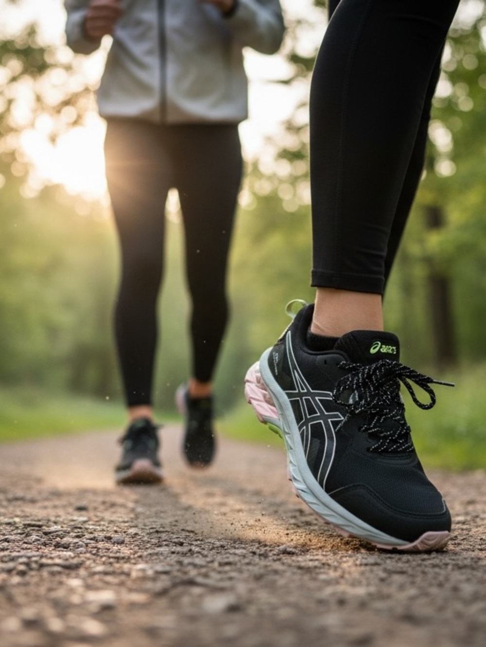 ASICS Black Running Shoes with Pink Accents